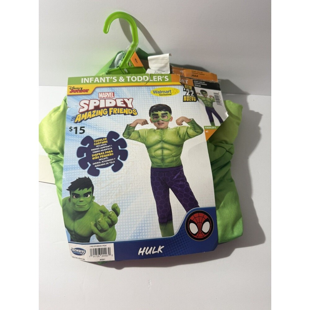 NEW! Hulk Marvel Spidey Amazing Friends Costume 4T Toddlers' Kids Disney Jr